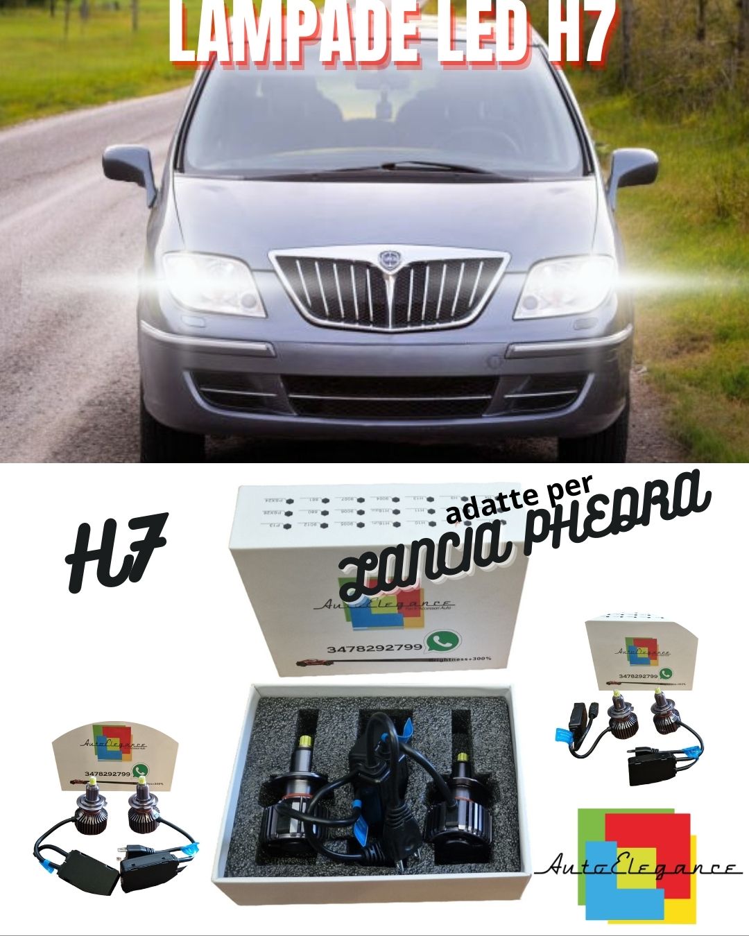 ✨H7 LED KIT LANCIA PHEDRA 9600 LUMEN 80W CANBUS NO ERROR 6000K ICE WHITE✨ 