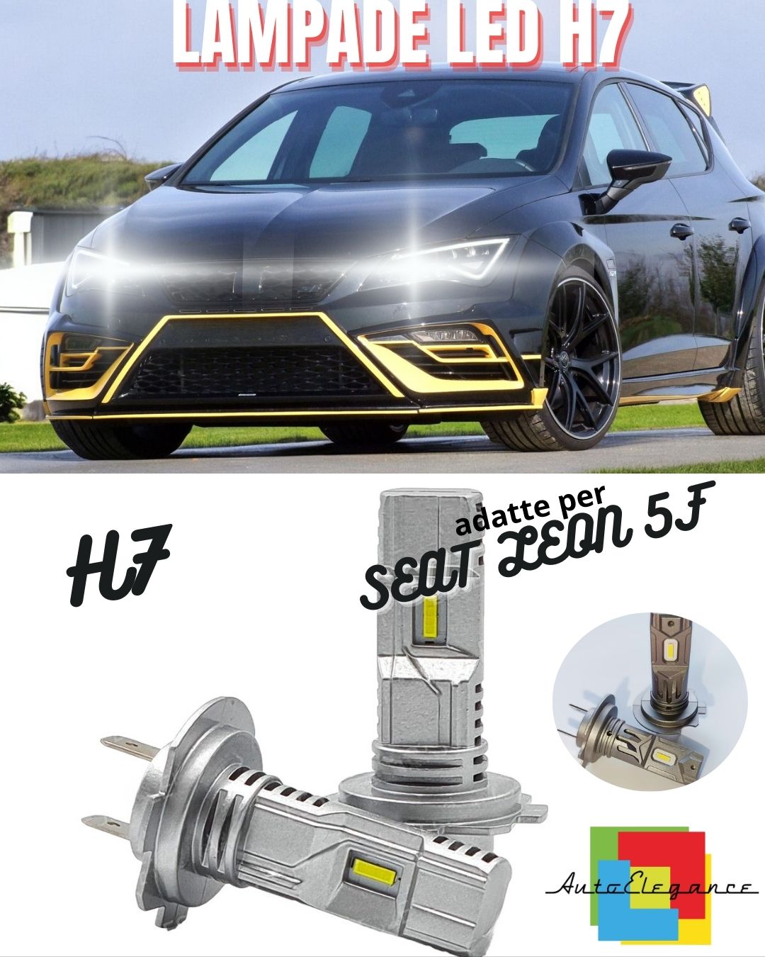 😎H7 LED KIT FOR SEAT LEON 5F 6000K WHITE 6000 LUMENS CANBUS HIGH BEAM😎 