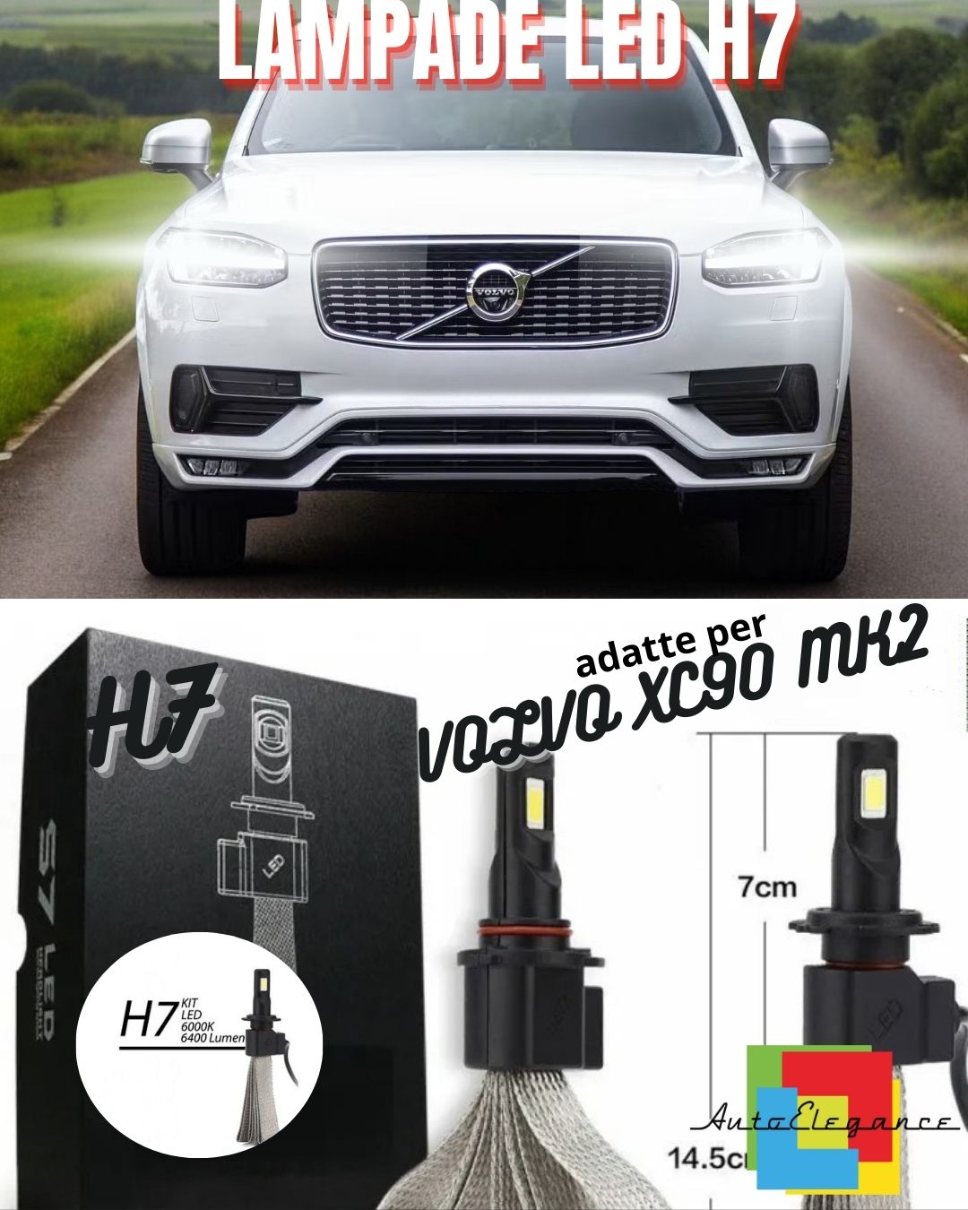 😤SPECIFIC H7 LED KIT VOLVO XC90 2 LOW BEAM 6400 LUMENS 6000K WHITE CANBUS😤 