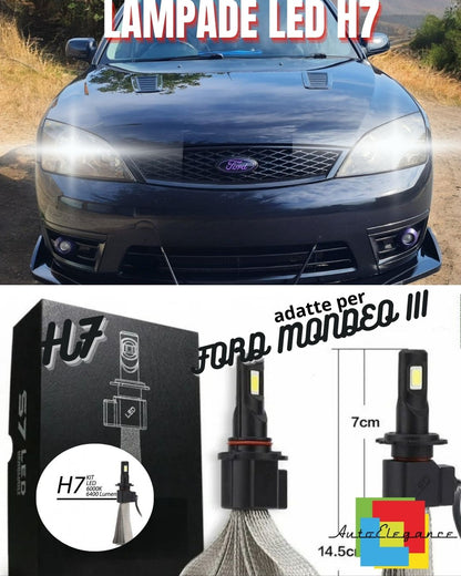 KIT FULL LED FORD MONDEO III LAMPADE H7 6000K XENON BIANCO GHIACCIO NO ERROR