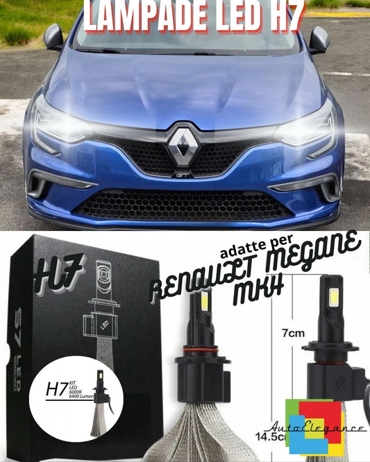💙KIT LAMPADE ANABBAGLIANTI LED RENAULT MEGANE MK4 LED H7 6000K 6400 LUMEN💙
