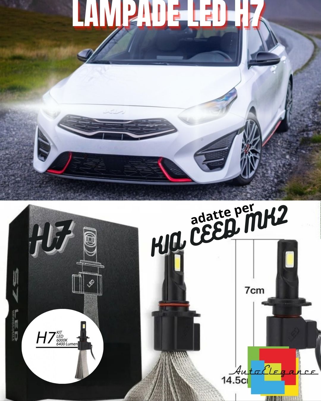 🤍KIT LAMPADE ABBAGLIANTI LED KIA CEED MK2 LED H7 6000K BIANCO NO ERROR🤍