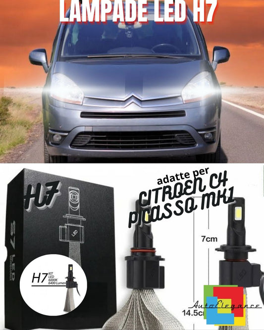 ✨KIT FULL LED CITROEN C4 PICASSO MK1 H7 6000K BIANCO GHIACCIO ANABBAGLIANTI✨