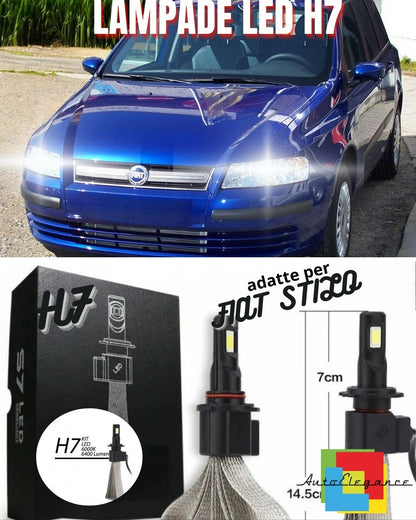 😍KIT FULL LED FIAT STILO LAMPADE LED H7 6000K XENON BIANCO GHIACCIO NO ERROR😍