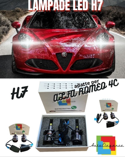 ❤️KIT FULL LED H7 CANBUS ALFA ROMEO 4C 6000K WHITE 9600 LUMEN 80W NO ERROR❤️ 