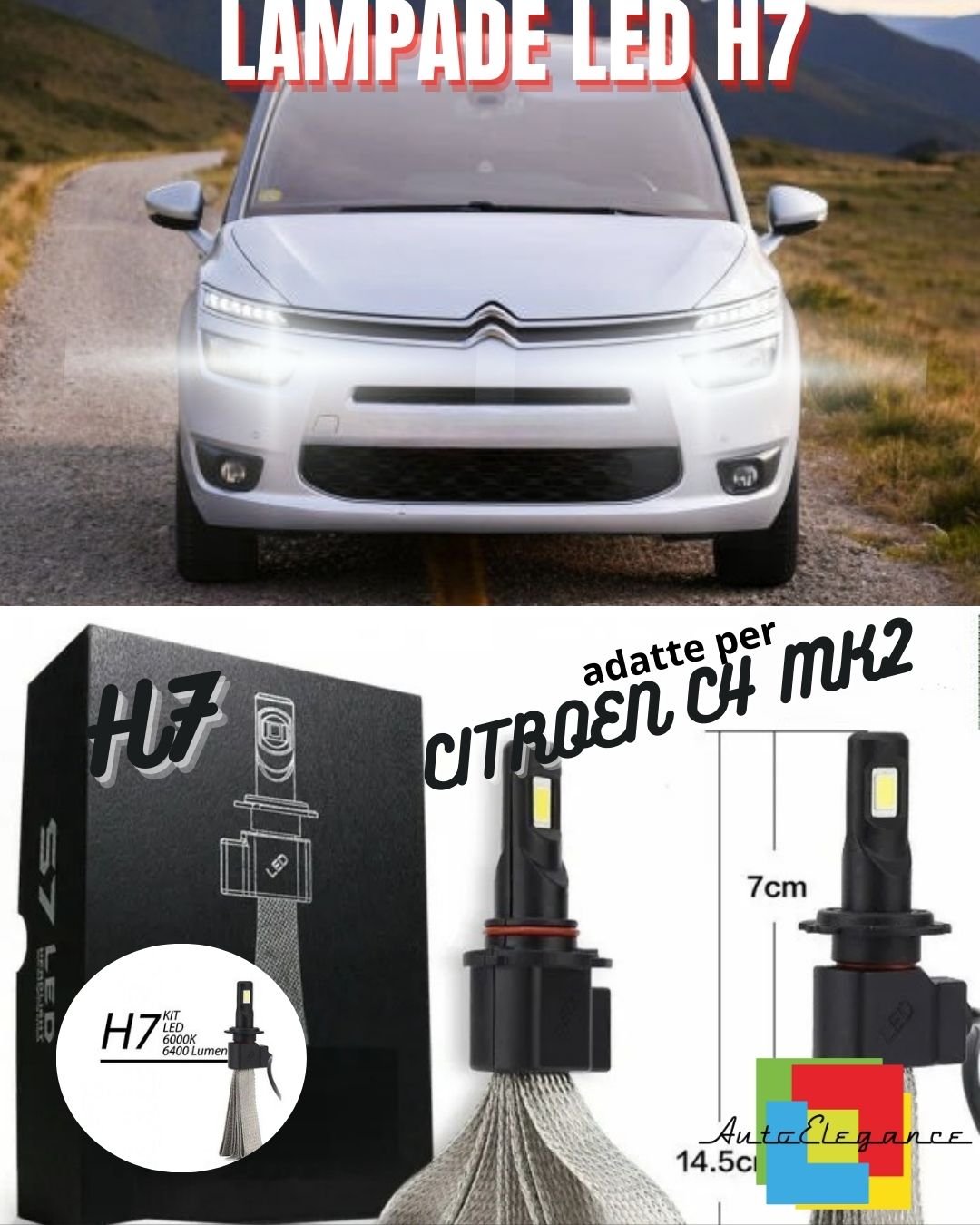 😍KIT LAMPADE ABBAGLIANTI LED CITROEN C4 MK2 H7 Restyling 6000K XENON BIANCO😍