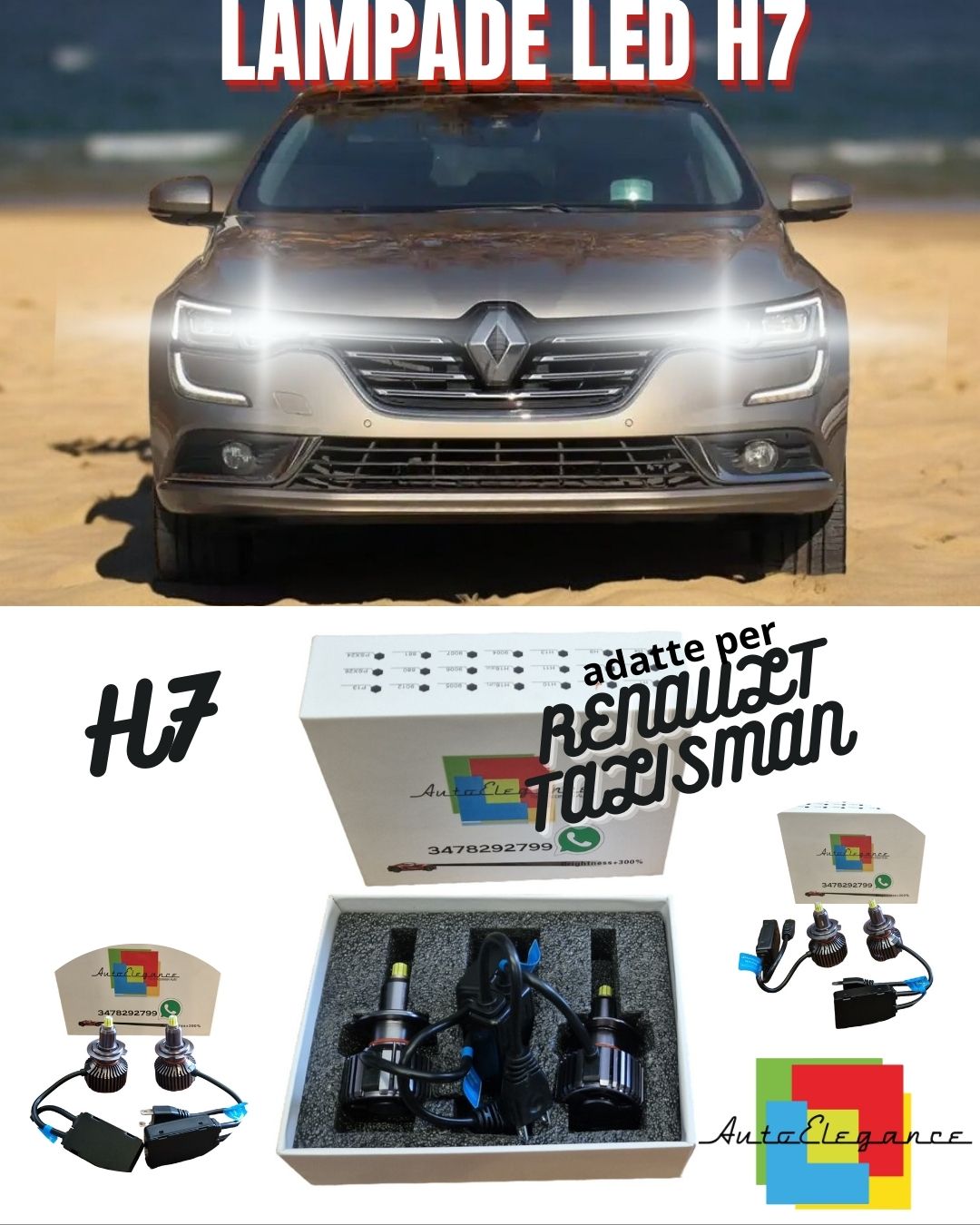 ✨KIT FULL LED H7 CANBUS RENAULT TALISMAN 6000K BIANCO 9600 LUMEN 80W NO ERROR✨