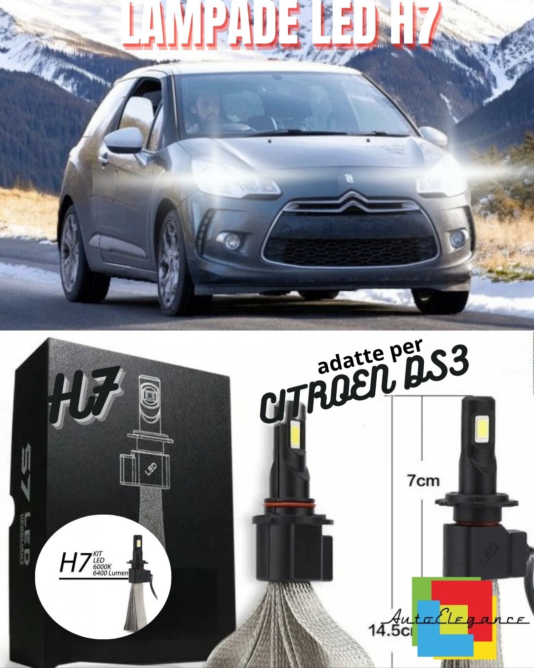 🔥KIT LAMPADE ANABBAGLIANTI LED CITROEN DS3 H7 6000K XENON BIANCO NO ERROR🔥
