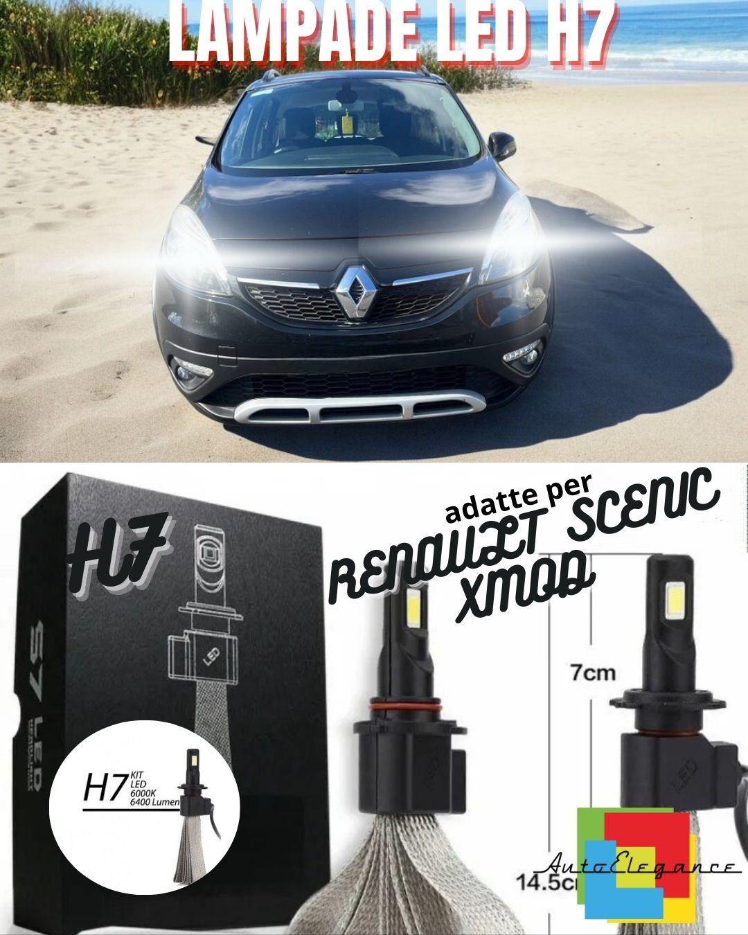 😎KIT LAMPADE ANABBAGLIANTI LED RENAULT SCENIC XMOD H7 6000K XENON BIANCO😎