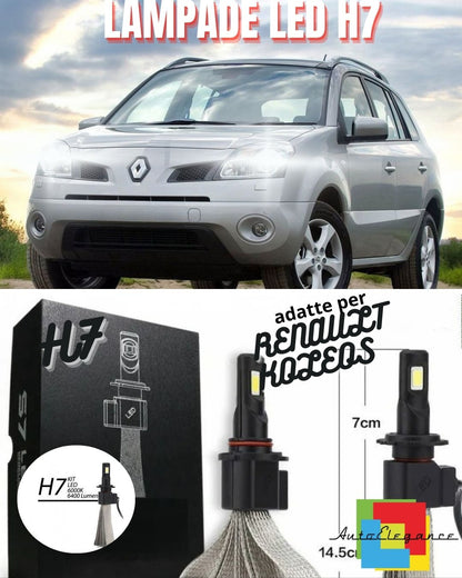 ANABBAGLIANTE A LED RENAULT KOLEOS LAMPADE LED H7 6000K NO ERROR 6400 LUMEN