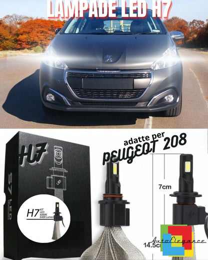 ⭐ABBAGLIANTE A LED PEUGEOT 208 LAMPADE LED H7 6000K NO ERROR 6400 LUMEN⭐