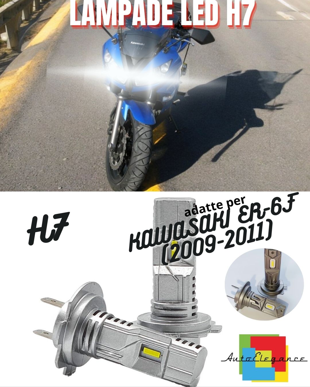 😍H7 6000K CANBUS 3000 LM LED LAMP FOR HIGH BEAM KAWASAKI ER-6F 2 Pieces😍