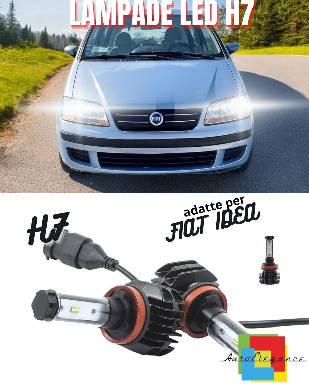 😍KIT LED H7 6000K CANBUS XENON 9800 LM LUMEN FIAT IDEA NO ERROR😍