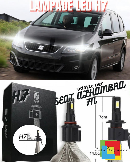 🖤KIT H7 LED CANBUS LOW BEAM SEAT ALHAMBRA 7N + LAMP HOLDER 6000K🖤