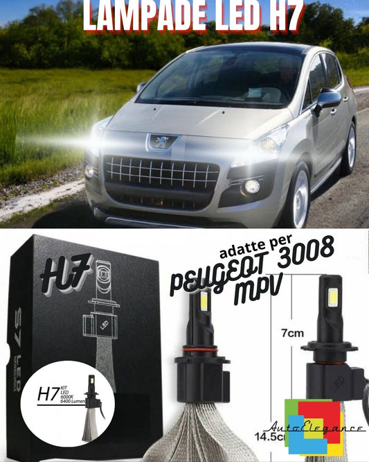 😎PEUGEOT 3008 MPV LED HIGH BEAM H7 6000K 6400 LUMEN QUICK START😎