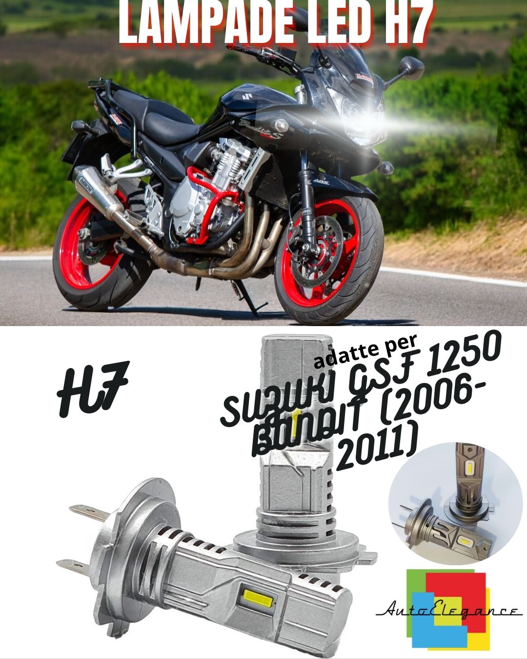 🖤LAMPADA LED H7 6000K CANBUS PER ANABBAGLIANTI SUZUKI GSF 1250 BANDIT 2 Pezzi🖤