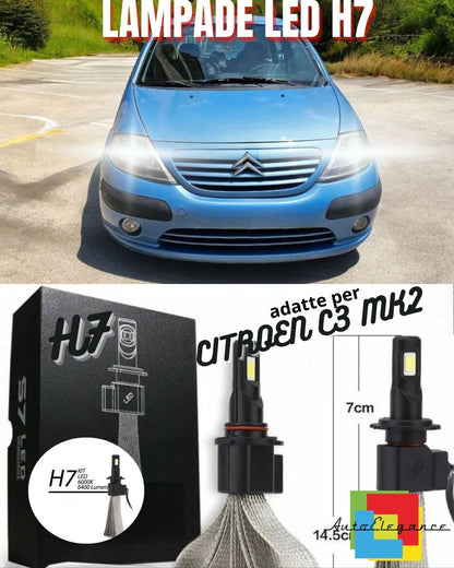 😍KIT FULL LED CITROEN C3 MK2 LAMPADE H7 6000K XENON BIANCO GHIACCIO NO ERROR😍