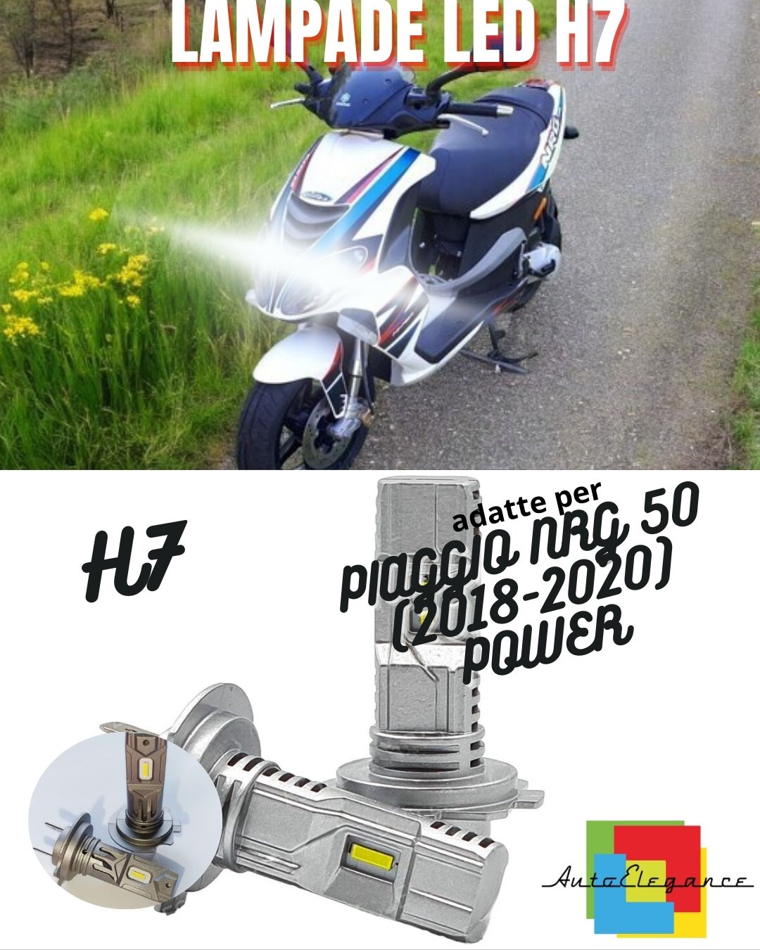 💥LAMPADA LED H7 6000K CANBUS PER ABBAGLIANTI PIAGGIO NRG 50 POWER 2 Pezzi💥