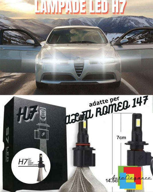 🖤KIT LAMPADE ANABBAGLIANTI LED ALFA ROMEO 147 H7 6000K BIANCO GHIACCIO🖤