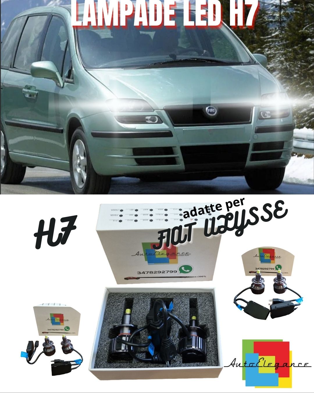 😍KIT FULL LED H7 CANBUS FIAT ULYSSE 6000K BIANCO 9600 LUMEN 80W NO ERROR😍