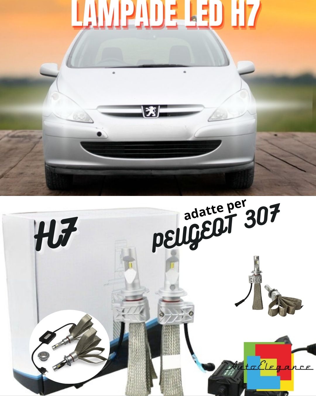 🤍KIT LED H7 6500K FULL CANBUS 8000 LUMEN LED LAMPADE PER PEUGEOT 307🤍