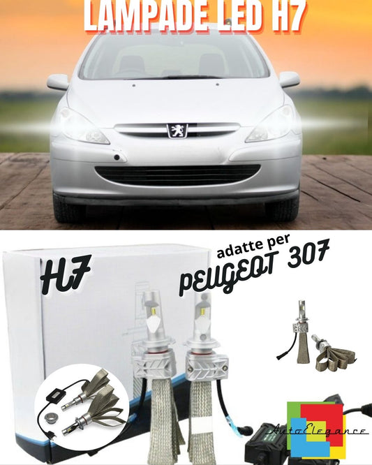 🤍KIT LED H7 6500K FULL CANBUS 8000 LUMEN LED LAMPADE PER PEUGEOT 307🤍
