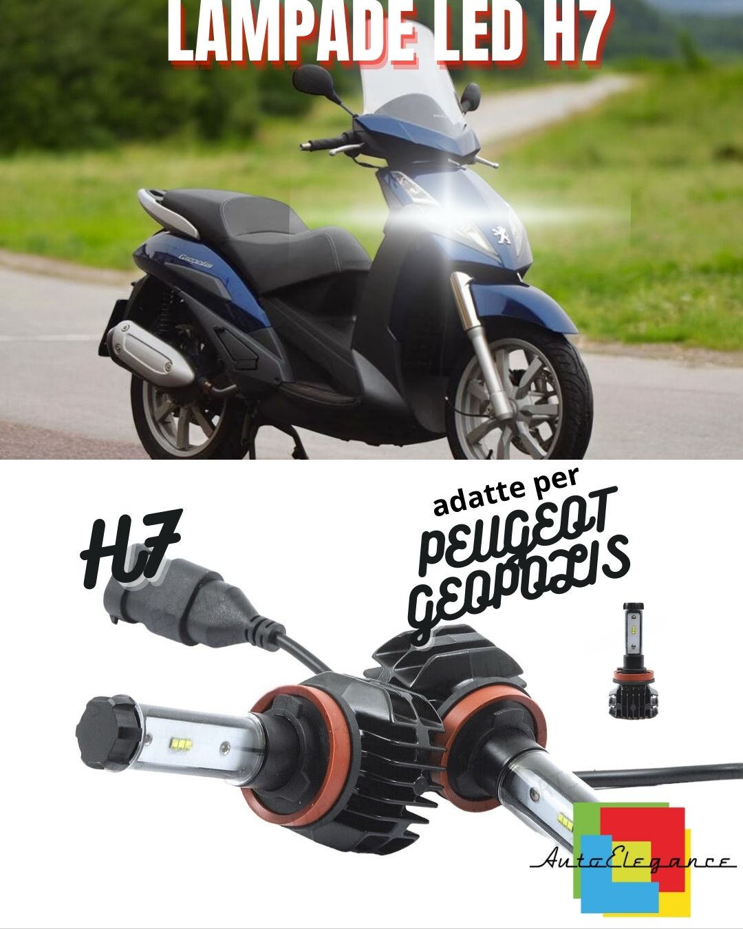 😍KIT LED H7 6000K CANBUS XENON 9800 PEUGEOT GEOPOLIS LUMEN 2 Pezzi😍