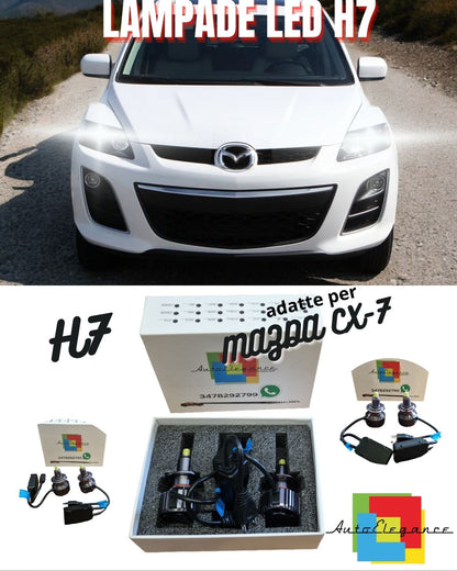 🤍KIT FULL LED H7 6000K CANBUS LED PER LENTICOLARI MAZDA CX-7 NO AVARIA🤍