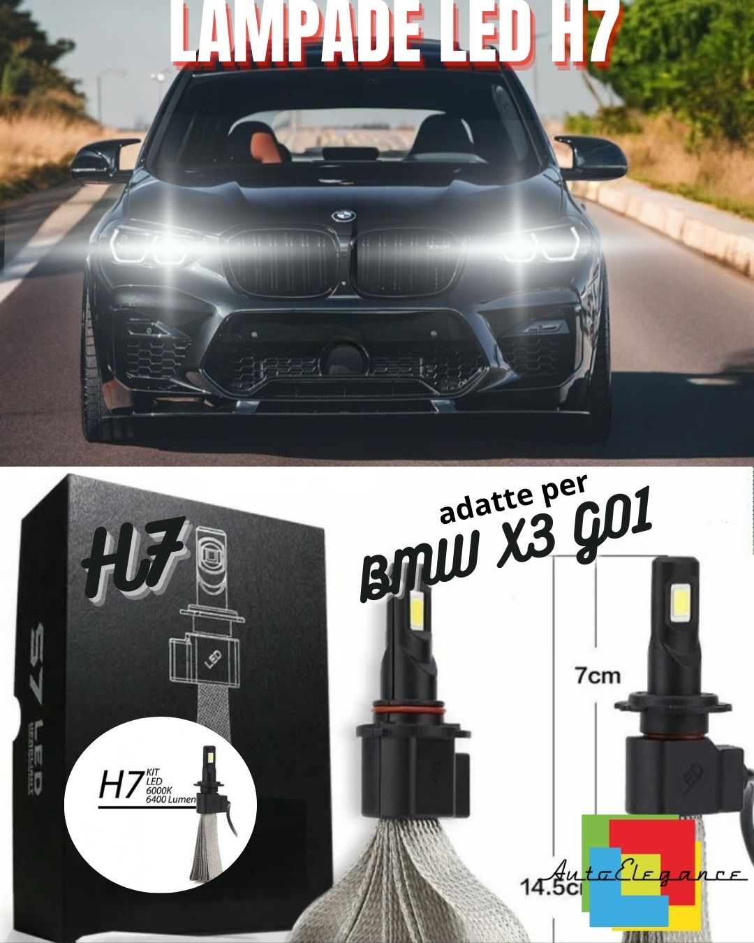 😎BMW X3 G01 LED HIGH BEAM LAMP KIT LED H7 6000K 6400 LUMEN NO ERROR😎
