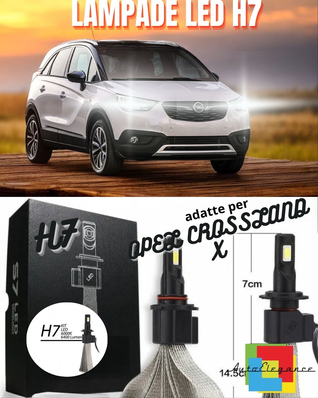 ⚡FULL LED KIT OPEL CROSSLAND X LED H7 6000K ICE WHITE DAZZLING CANBUS⚡