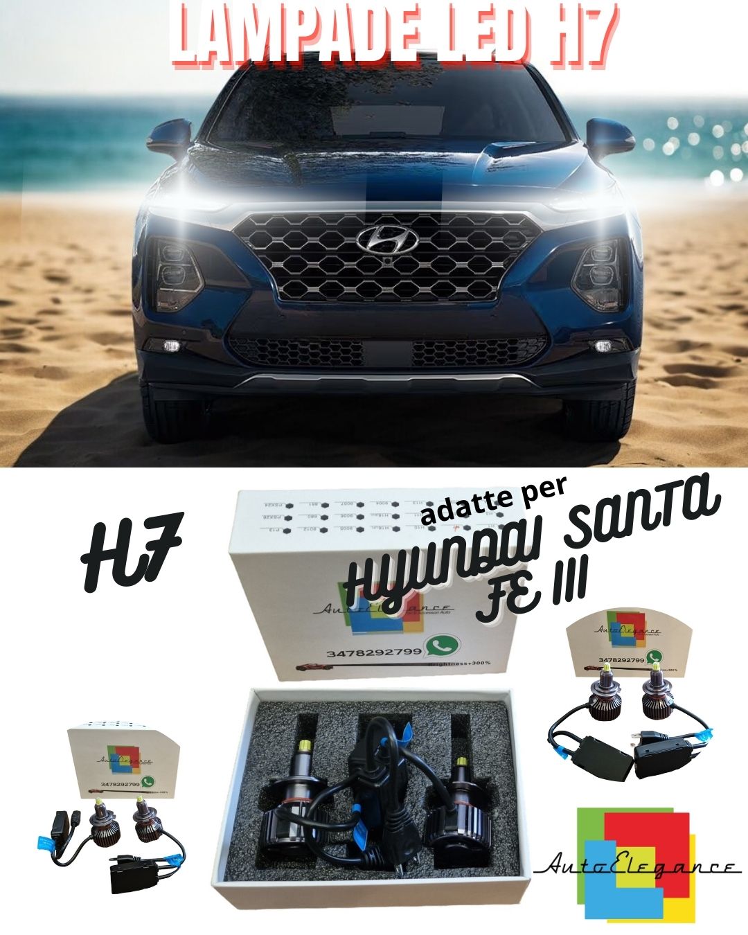 🔥KIT FULL LED H7 6000K CANBUS LED PER LENTICOLARI HYUNDAI SANTA FE NO AVARIA🔥