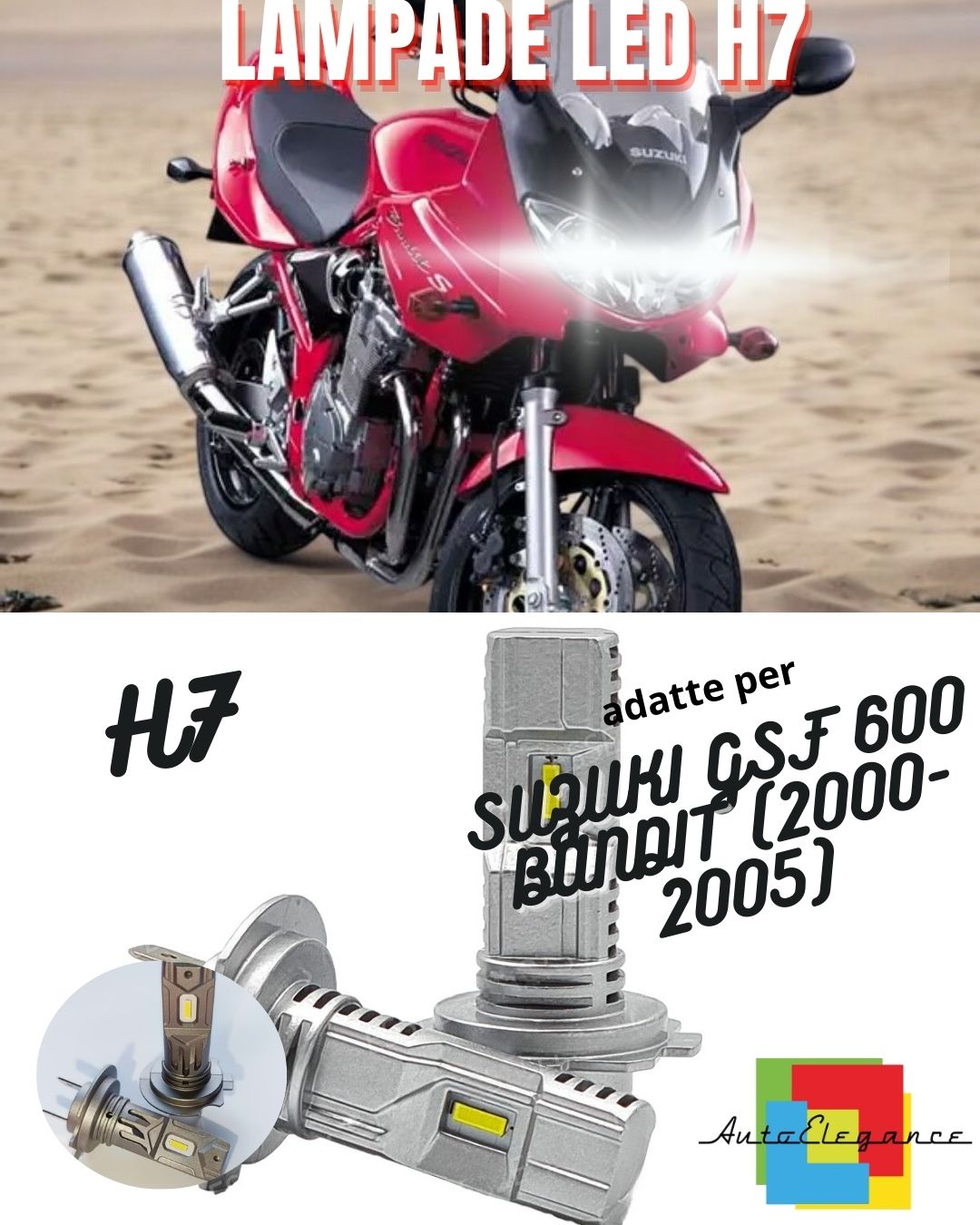 🌊H7 6000K CANBUS LED LAMP FOR HIGH BEAM SUZUKI GSF 600 BANDIT 2 Pieces🌊