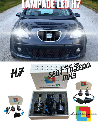 ⭐KIT LED H7 CANBUS SEAT TOLEDO MK3 CON LED A 360° 9600 LUMEN 6000K BIANCO⭐