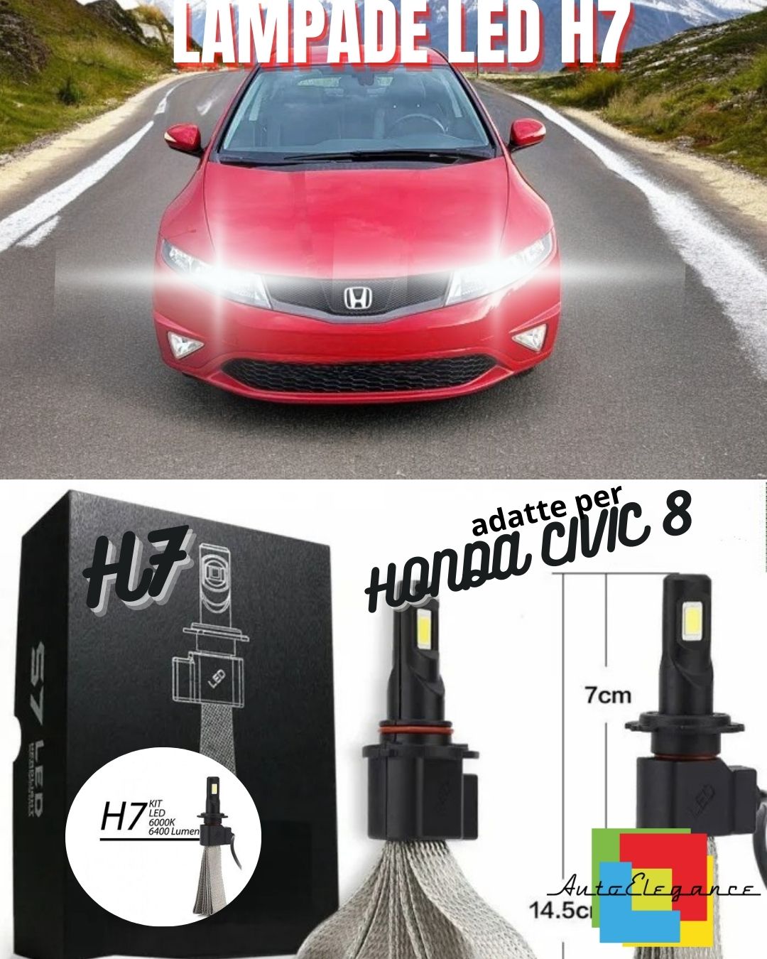 ❤️KIT LAMPADE ANABBAGLIANTI LED HONDA CIVIC 8 H7 6000K XENON BIANCO NO ERROR❤️