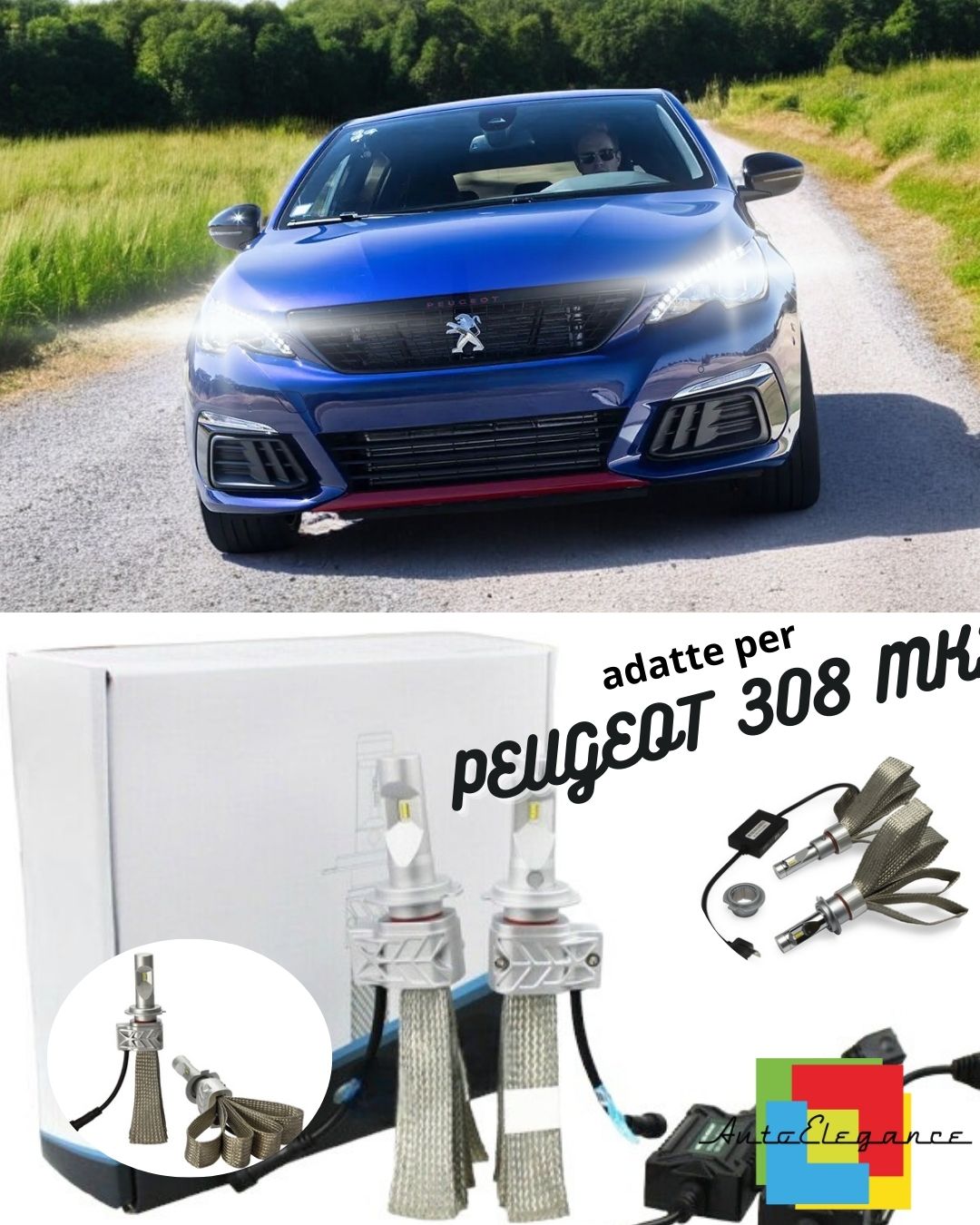 😍KIT LED H7 6500K FULL CANBUS 8000 LUMEN LED LAMPS FOR PEUGEOT 308 MK2😍 