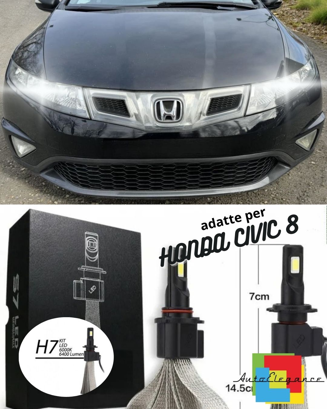 🖤KIT LAMPADE ANABBAGLIANTI LED HONDA CIVIC 8 H7 6000K XENON BIANCO NO ERROR🖤