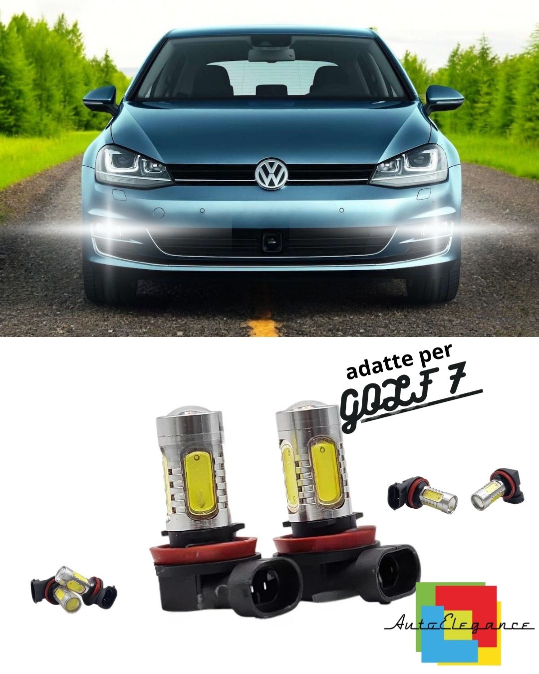 🔥PAIR OF FOG LIGHTS H11 LED CREE COB CANBUS VW GOLF 7 100% NO ERROR🔥 