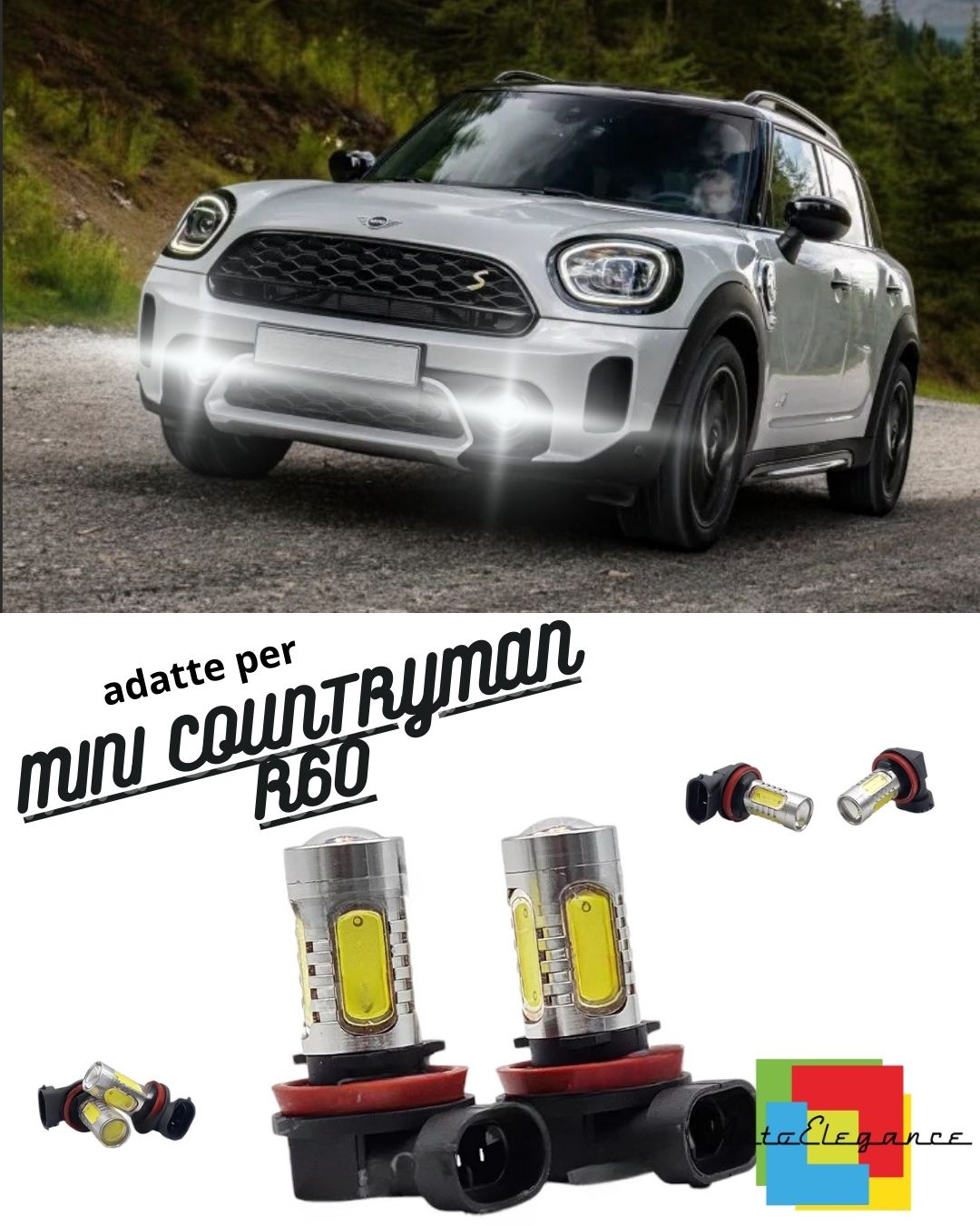 💨PAIR OF FOG LIGHTS H8 LED CREE COB CANBUS MINI COUNTRYMAN R60💨 