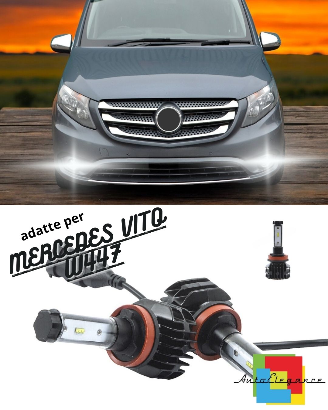 💥KIT FULL LED H11 6000K CANBUS XENON9800 LUMEN FENDINEBBIA MERCEDES VITO W447💥