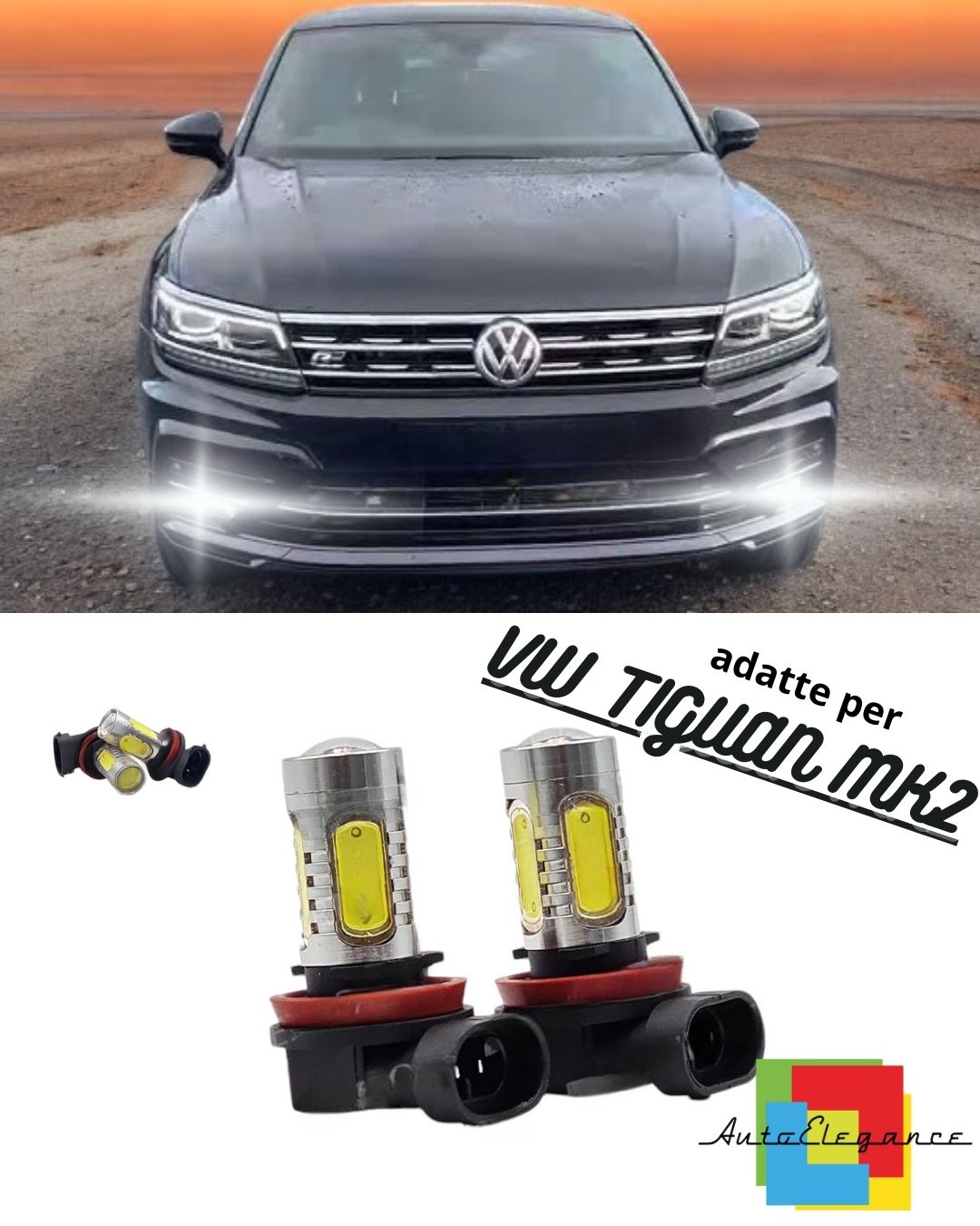 😎PAIR OF FOG LIGHTS H8 LED CREE COB CANBUS VW TIGUAN MK2 100%😎 