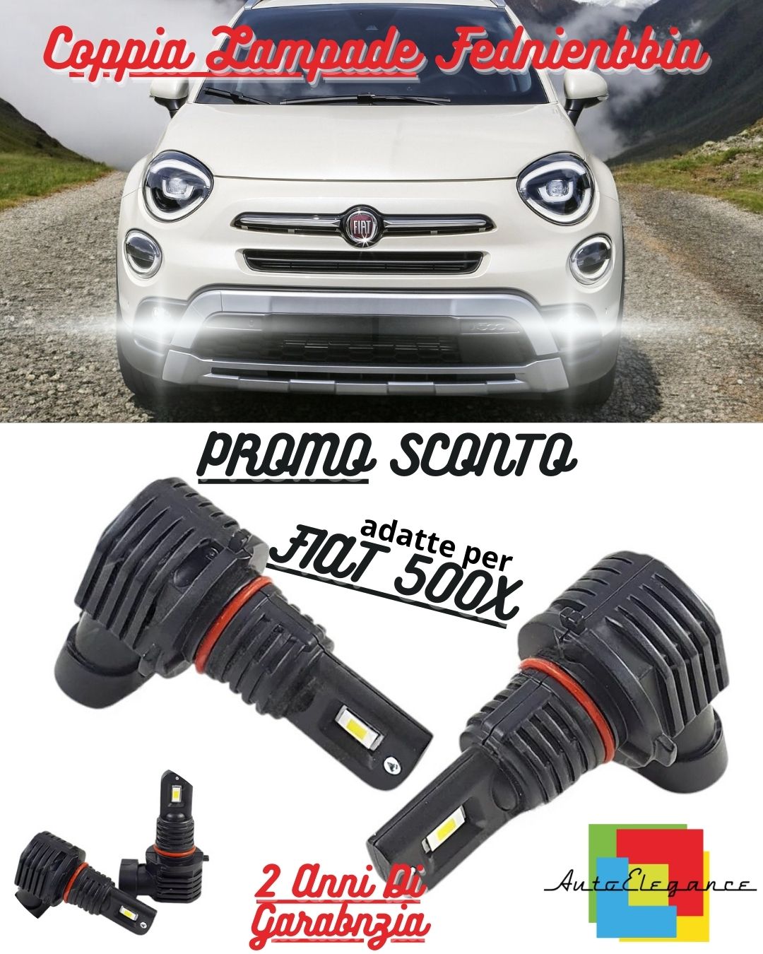 😍KIT LED H8 6000K BIANCO CANBUS FENDINEBBIA PER FIAT 500X ULTRA COMPATTE😍