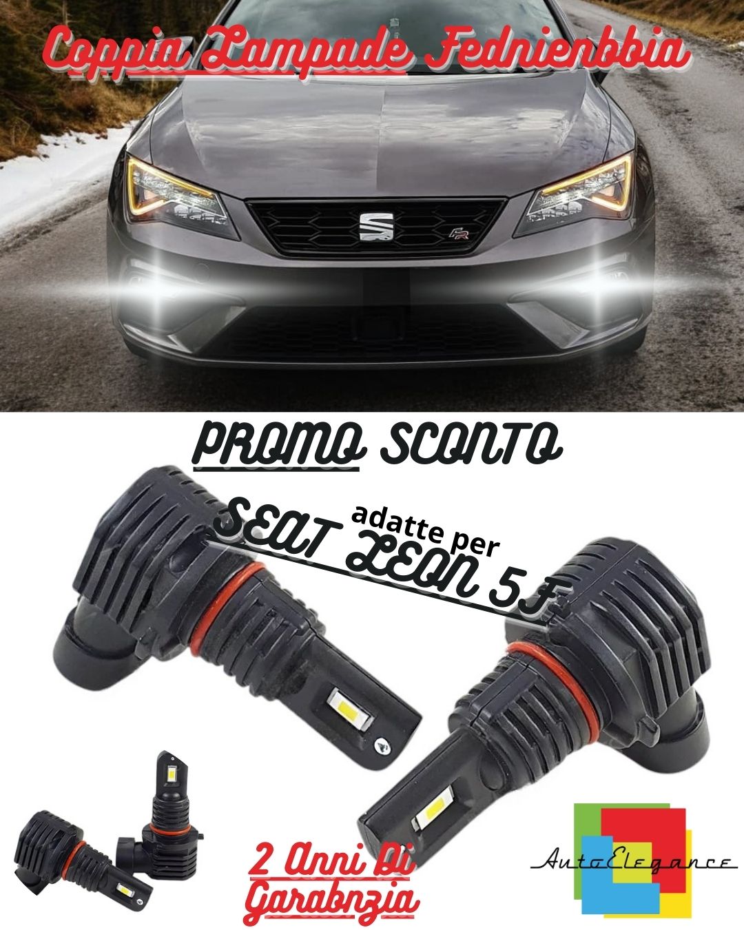 ✨KIT LED H8 6000K BIANCO CANBUS FENDINEBBIA PER SEAT LEON 5F ULTRA COMPATTE✨