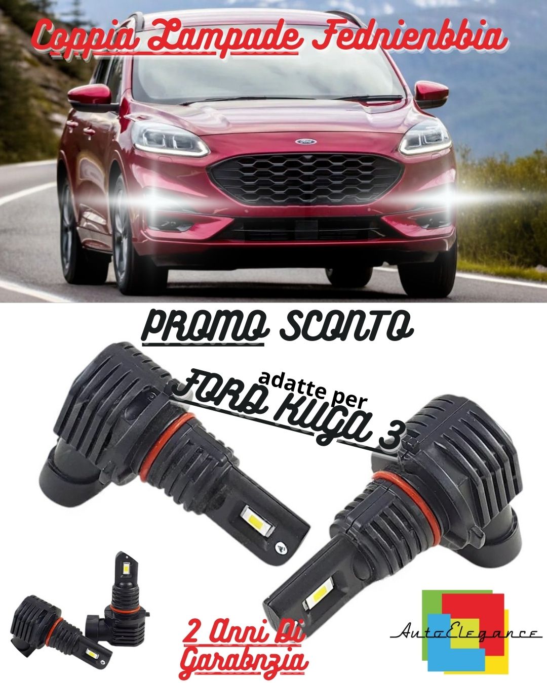 🤩H8 6000K WHITE LED KIT CANBUS FOG LIGHTS FOR FORD KUGA 3 ULTRA COMPACT🤩 