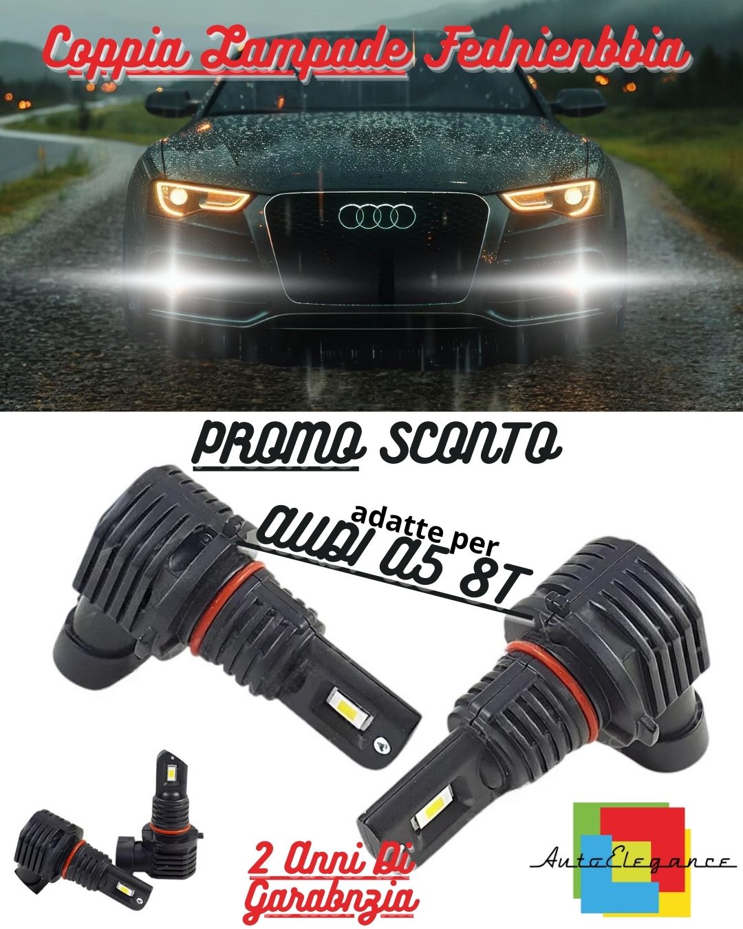 😎H8 6000K WHITE CANBUS LED FOG LIGHT KIT FOR AUDI A5 8T RESTYLING COMPACT😎 