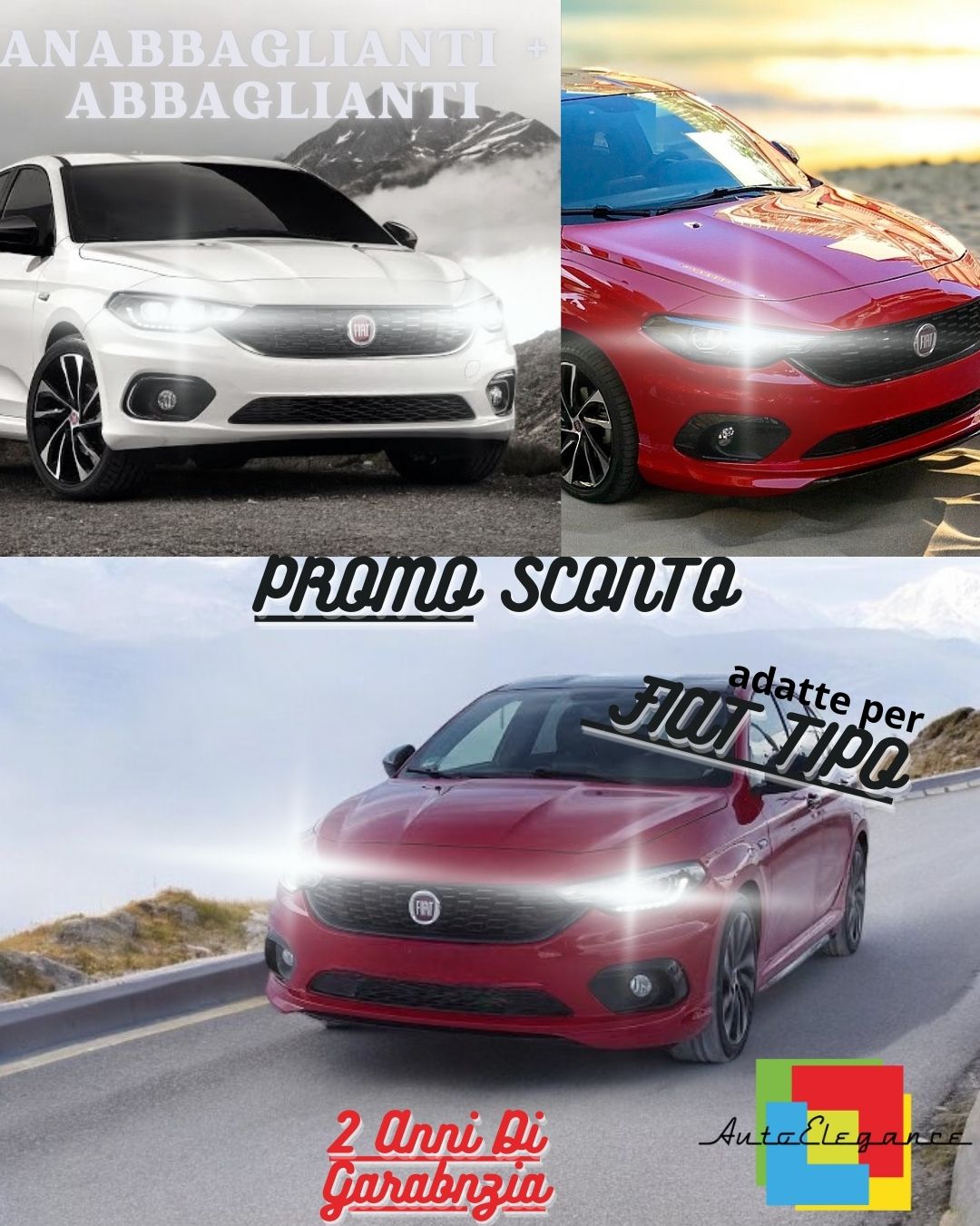 🔥LOW BEAM + HIGH BEAM LED KIT FIAT TIPO - HEADLIGHTS WITH CANBUS LENS 6000K🔥 