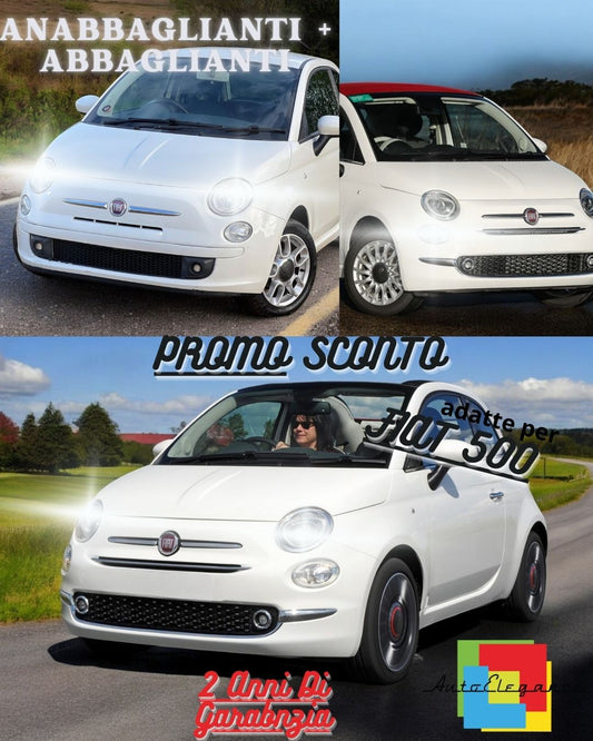 😎KIT FULL LED FIAT 500 RESTYLING ANABBAGLIANTI ABBAGLIANTI CANBUS BIANCO😎