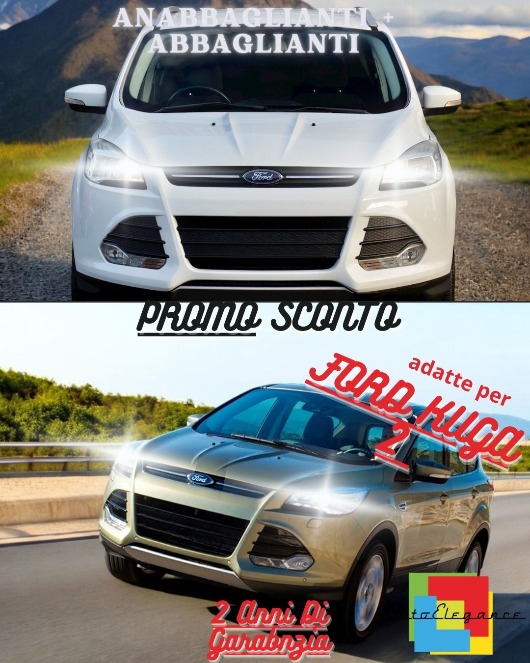 💎KIT FARI LED FORD KUGA 2 ANABBAGLIANTI + ABBAGLIANTI + DIURNE CANBUS💎