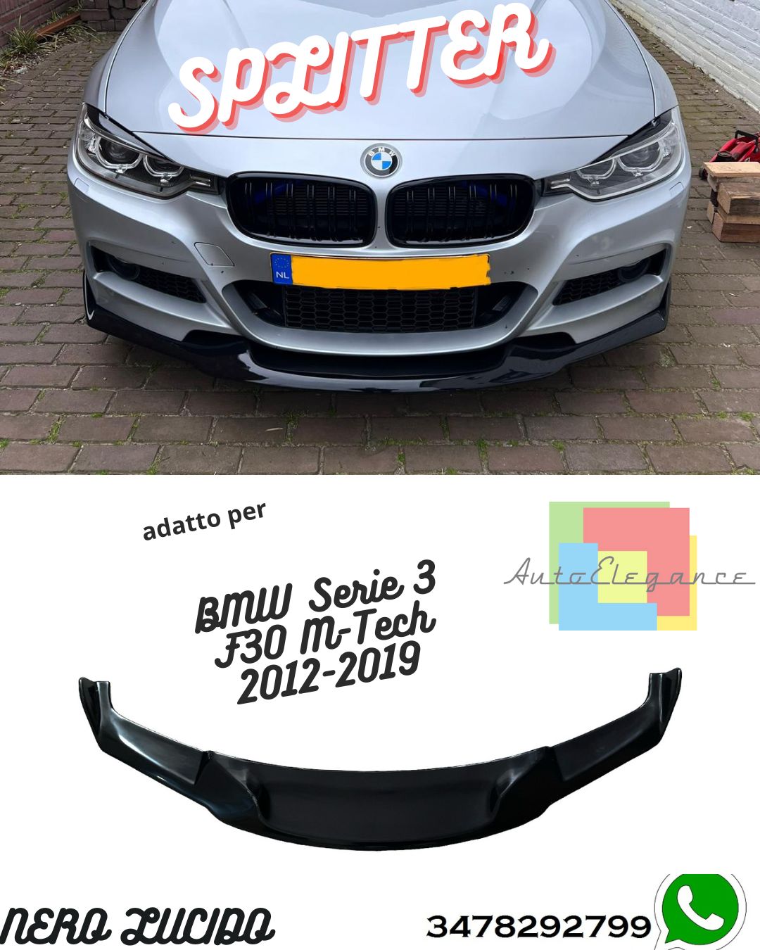 Front Splitter BMW Serie 3 F30 M-Tech 2012-2019 With TÜV ABE 