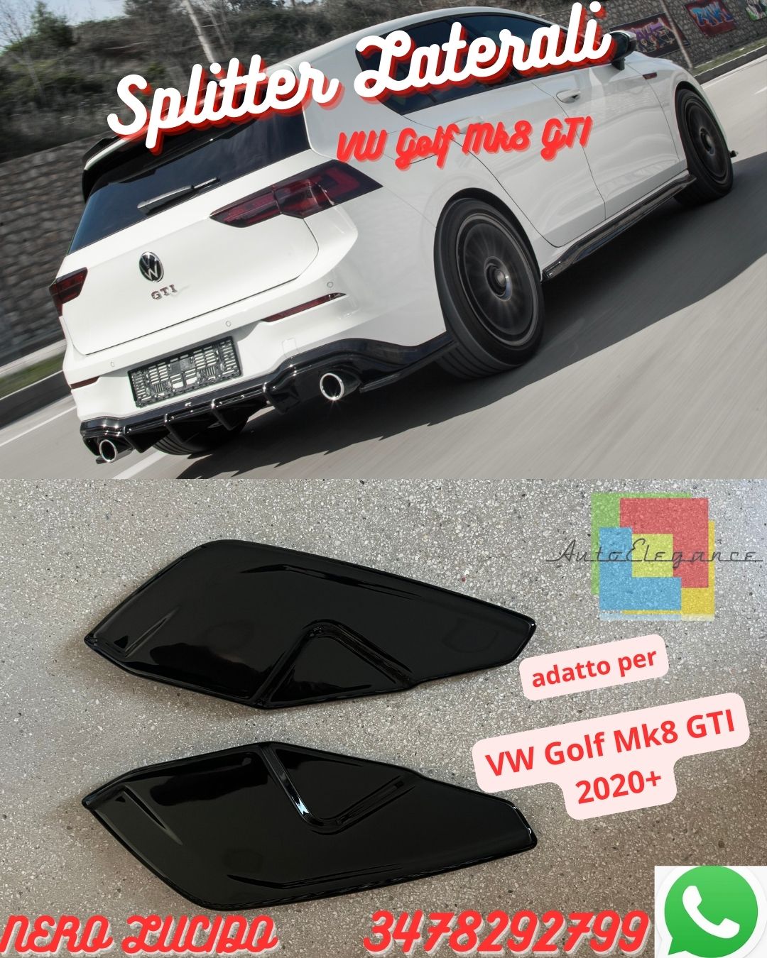 ✨Splitter FOR VW Golf Mk8 GTI 2020+ (2 Pcs) ✨ 