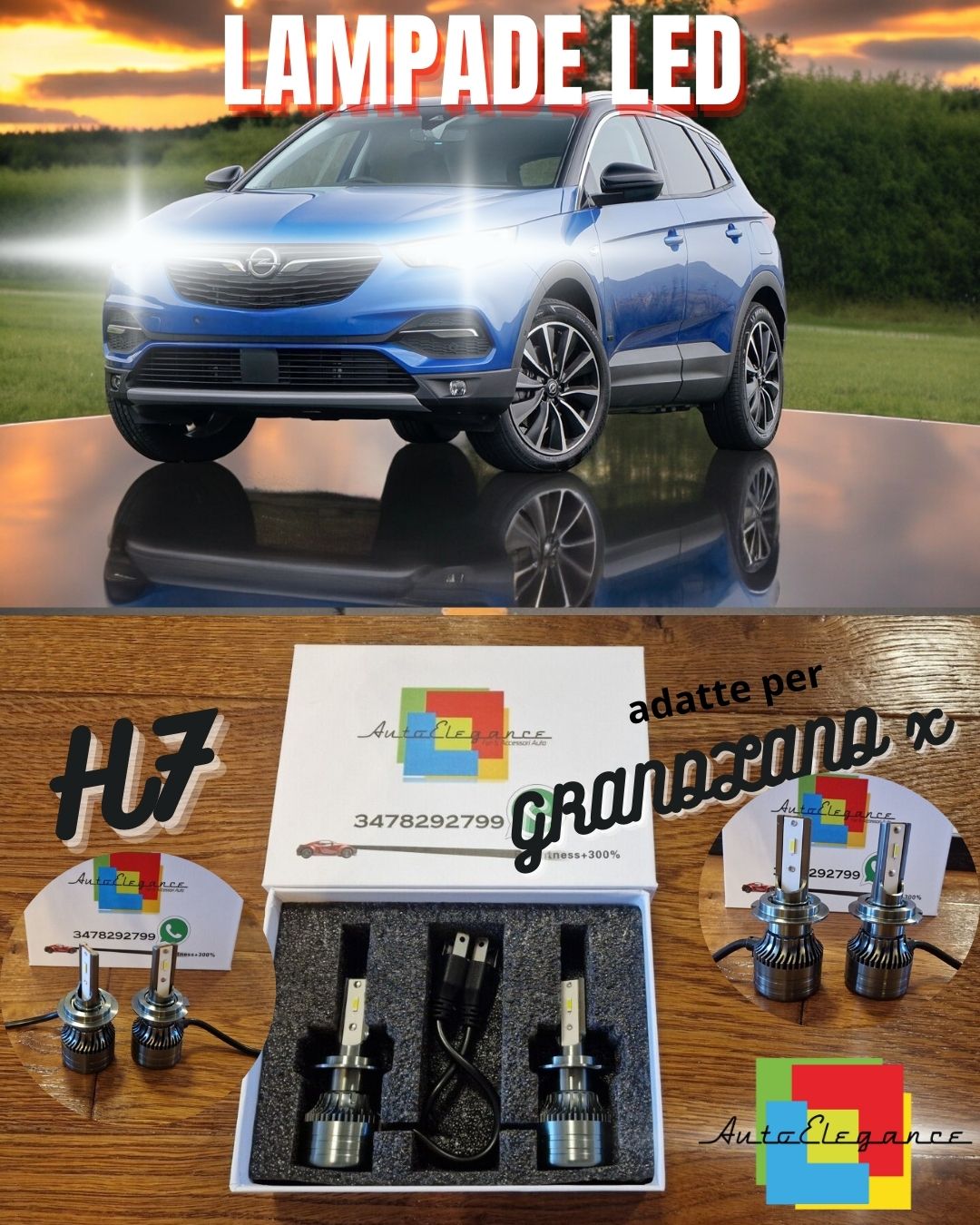 Kit LED H7 per Opel GRANDLAND X Luci ANABBAGLIANTI CANbus Bianco POTENTE 6500K